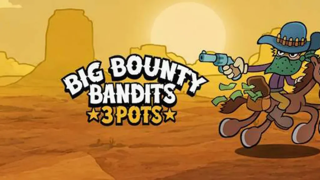 Tampilan visual slot Big Bounty Bandits: 3 Pots dengan tema Wild West yang penuh warna